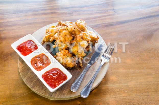 Cucur bawang or onion fritters, popular Malaysia food - ThamKC Royalty-Free Photos