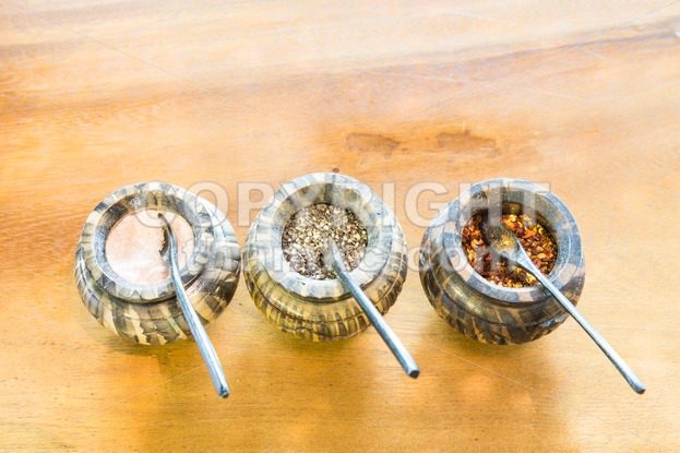 Salt, pepper, chili flakes spices in container - ThamKC Royalty-Free Photos