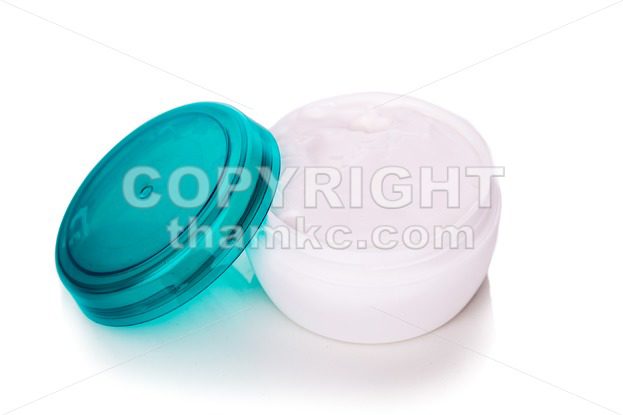Skincare cosmetic jar with cream on white background - ThamKC Royalty-Free Photos