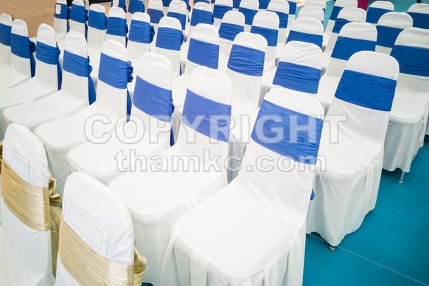 Rows of decorated banquet chairs - ThamKC Royalty-Free Photos