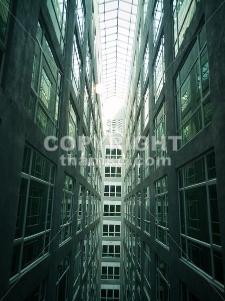 Series of narrow claustrophobia courtyard with glass window - ThamKC Royalty-Free Photos