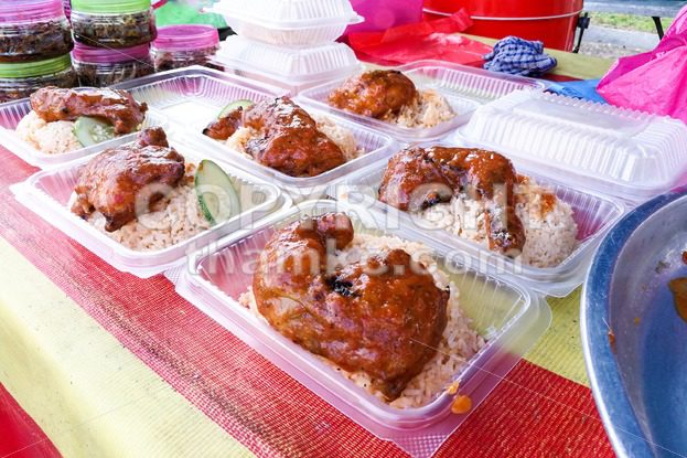 Ayam percik or grilled chicken, popular Malay food in Malaysia - ThamKC Royalty-Free Photos
