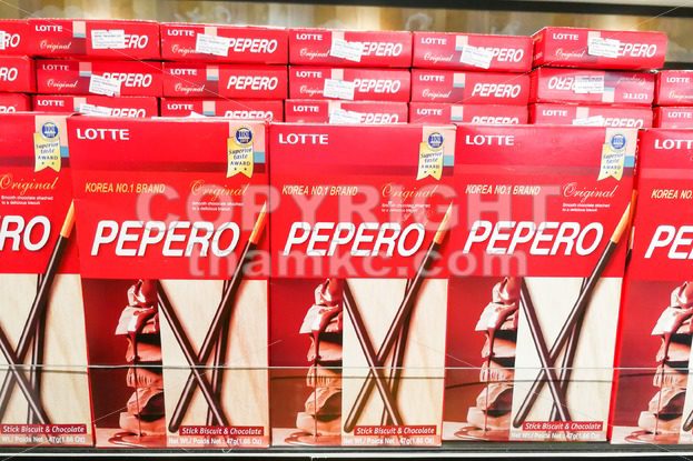 KUALA LUMPUR, Malaysia, June 25, 2017:  Pepero is a cookie stick, dipped in compound chocolate, manufactured by Lotte Confectionery in South Korea since 1983. Available in Malaysia - ThamKC Royalty-Free Photos