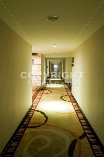 Long dark corridor with light from ceiling in vertical format - ThamKC Royalty-Free Photos