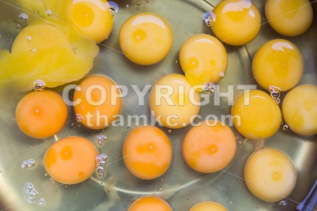 Pot containing many organic raw egg yoke and white - ThamKC Royalty-Free Photos